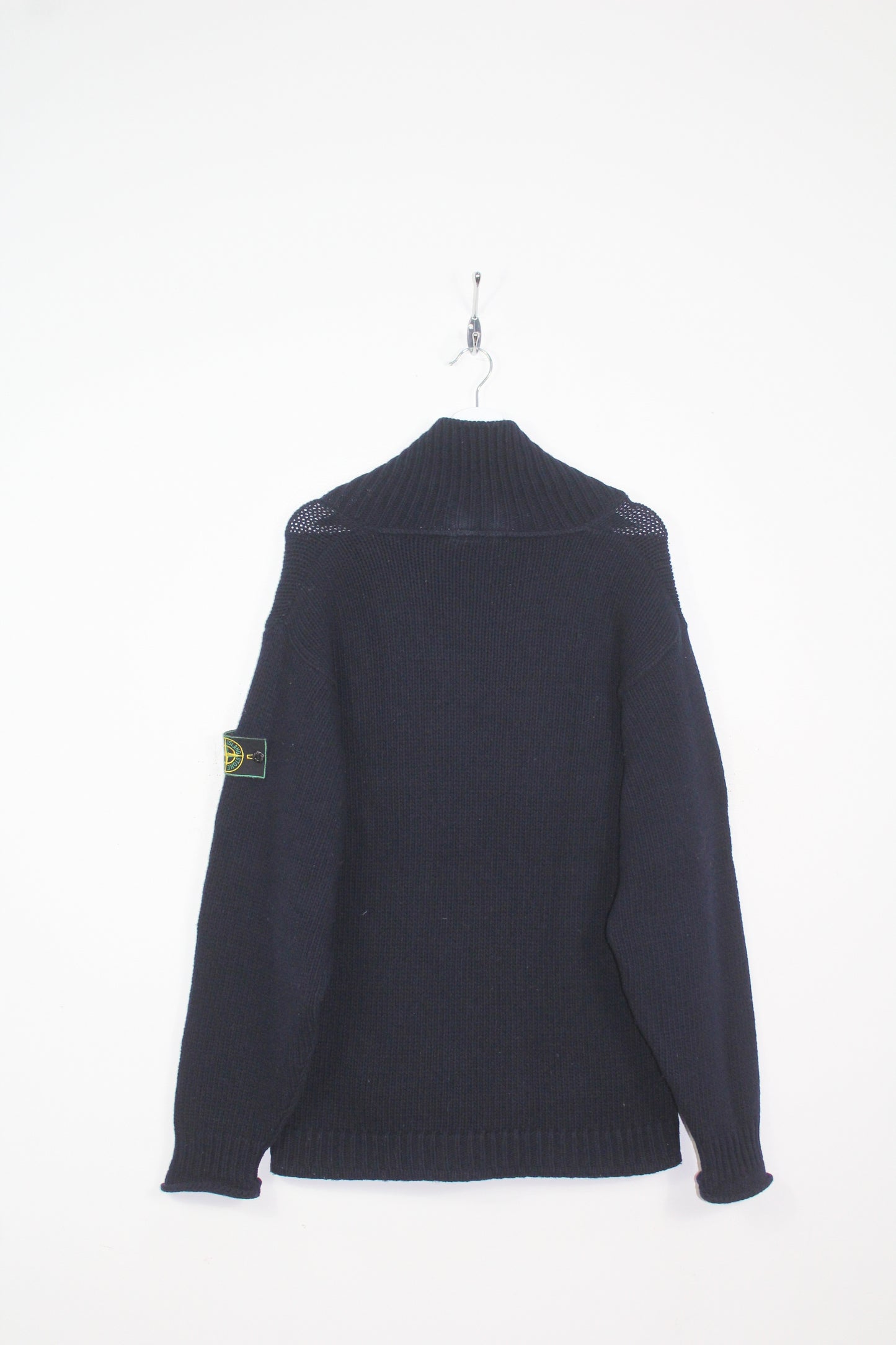 STONE ISLAND 90'S VINTAGE SHAWL NECK WOOL KNIT JUMPER LARGE