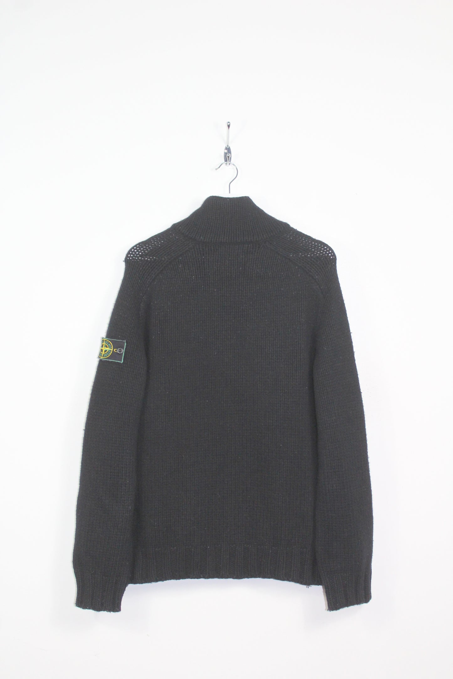 VINTAGE STONE ISLAND AW 1998 HEAVYWEIGHT WOOL KNIT ZIP UP JUMPER XL
