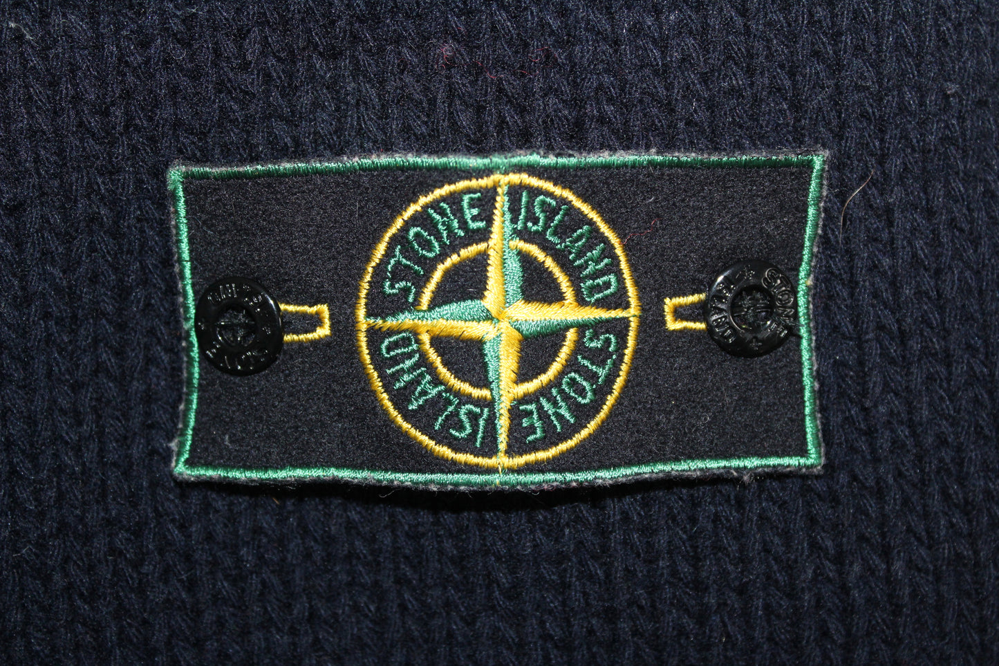 STONE ISLAND 90'S VINTAGE SHAWL NECK WOOL KNIT JUMPER LARGE