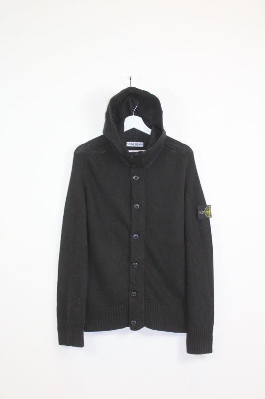 STONE ISLAND AW 2006 ZIP-BUTTONS WOOL HOODIE JUMPER LARGE