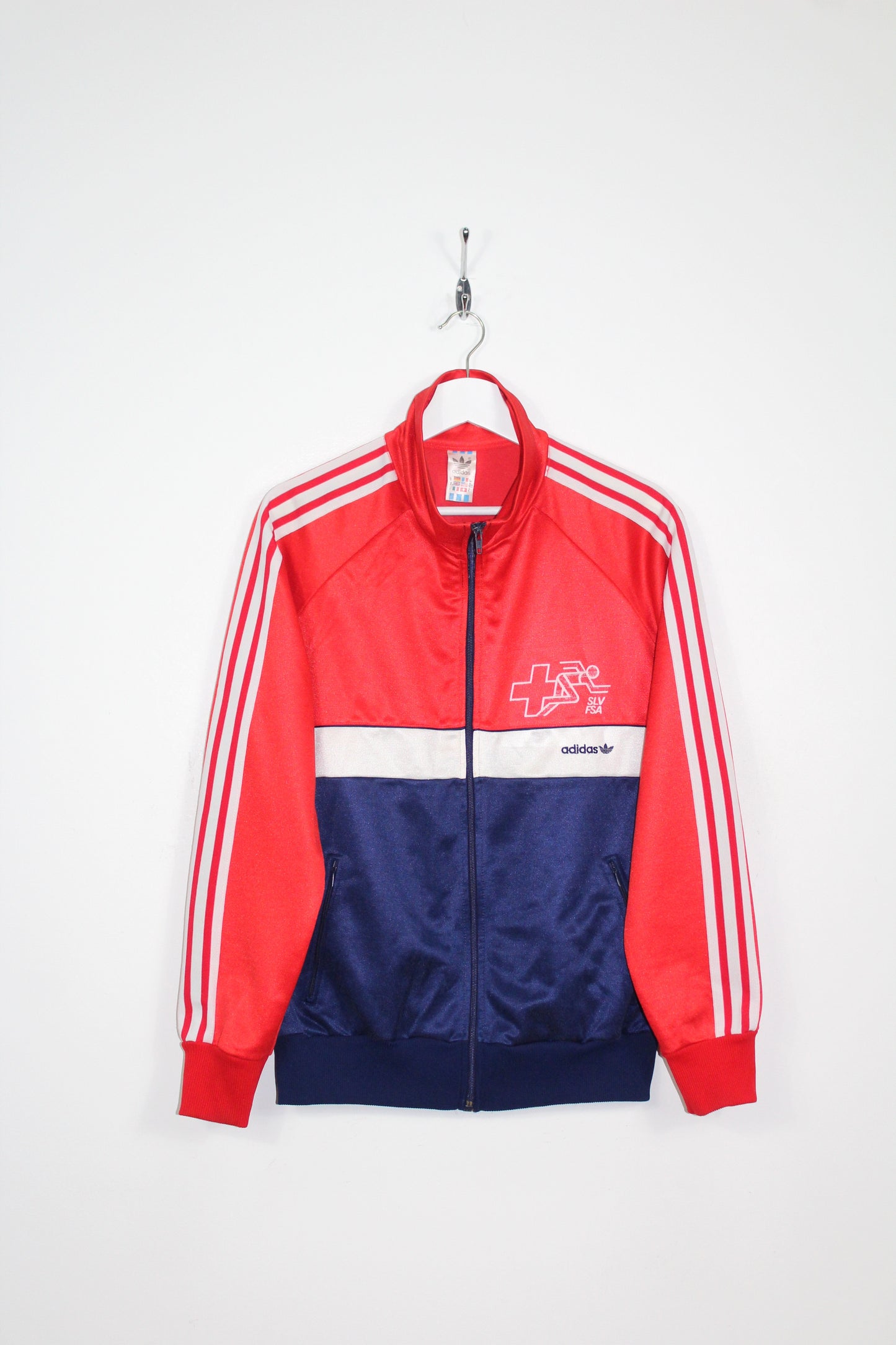 ADIDAS SWITZERLAND 80'S VINTAGE OLYMPIC GAMES RUNNING TRACKSUIT TOP JACKET LARGE