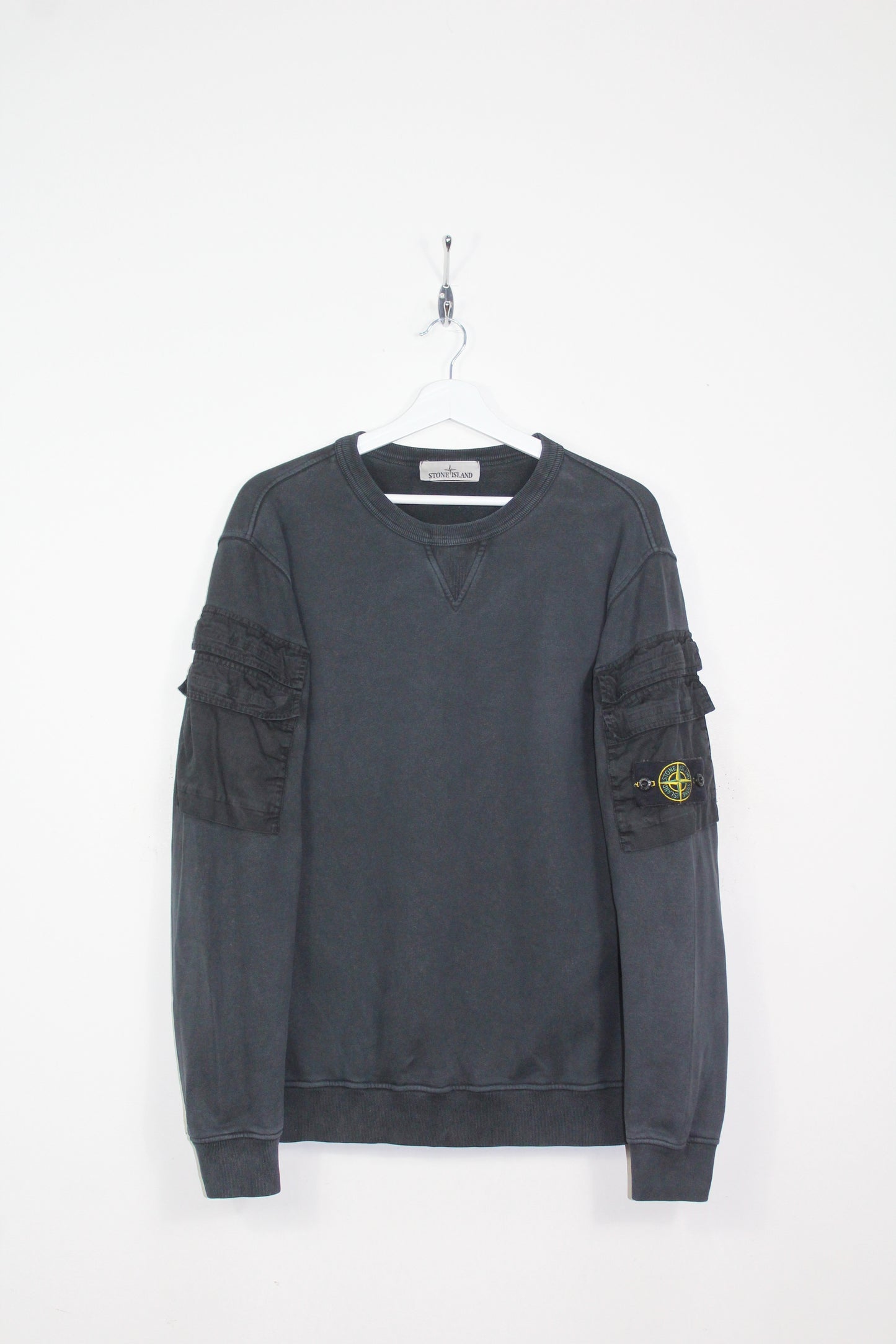 STONE ISLAND AW 2023 DOUBLE SLEEVE POCKET CREW NECK SWEATSHIRT LARGE