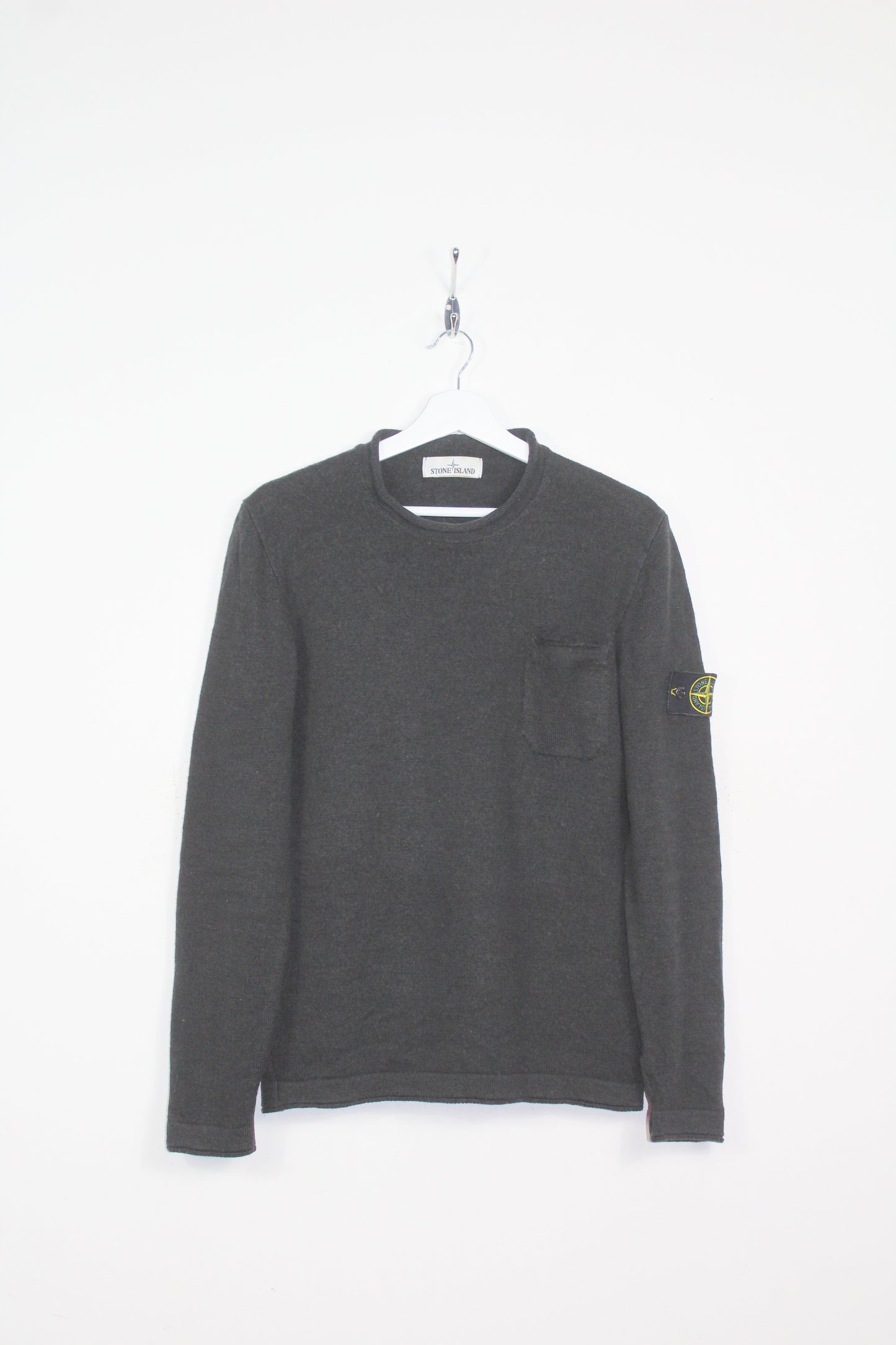 STONE ISLAND AW 2017 GREY MELANGE KNIT WOOL SWEATSHIRT MEDIUM