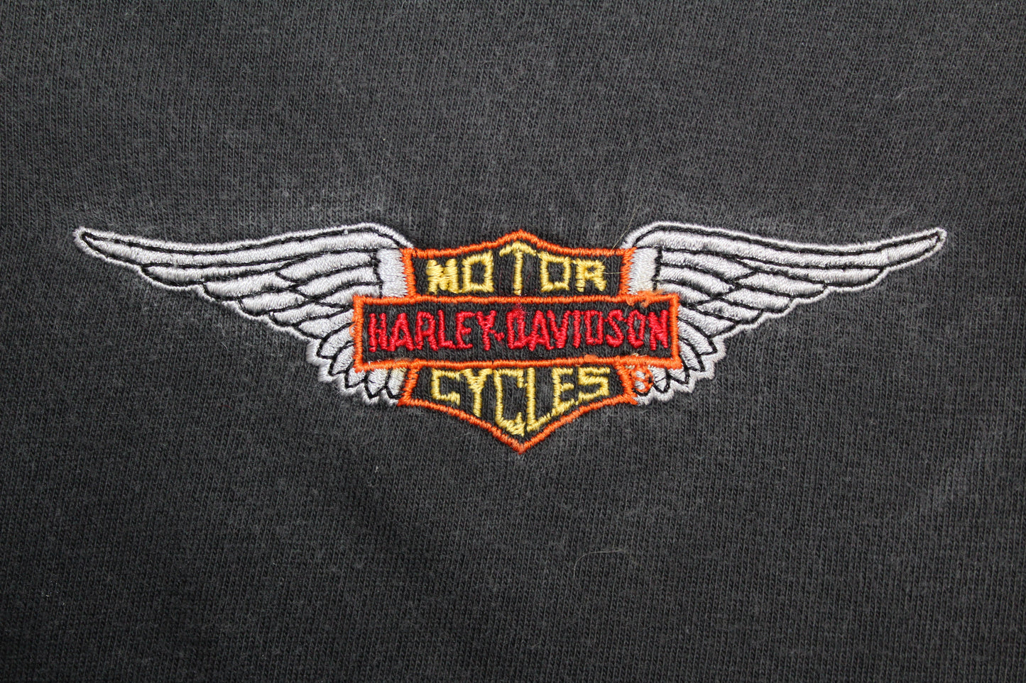 HARLEY DAVIDSON 90'S VINTAGE EMBROIDERED LOGO SINGLE STITCH T-SHIRT LARGE