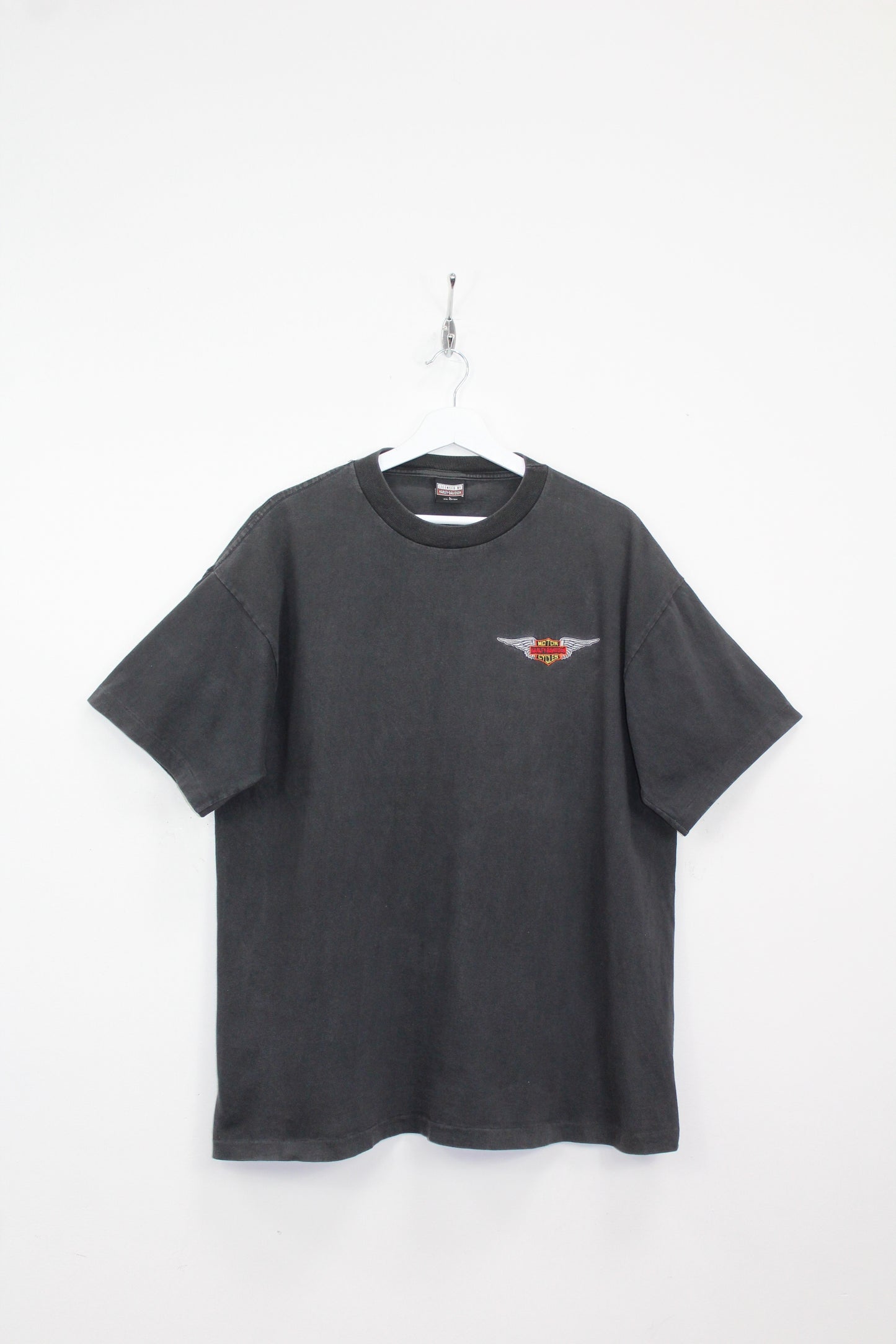 HARLEY DAVIDSON 90'S VINTAGE EMBROIDERED LOGO SINGLE STITCH T-SHIRT LARGE