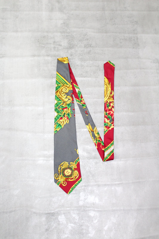 VINTAGE GIANNI VERSACE BAROQUE PATTERN SILK TIE