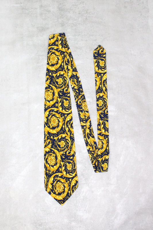 VINTAGE GIANNI VERSACE BAROQUE PATTERN SILK TIE