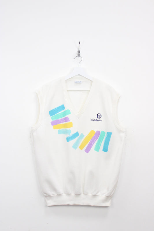 SERGIO TACCHINI 80'S VINTAGE SAMPRAS US OPEN 1989 TENNIS SLEVELESS SWEATSHIRT XL
