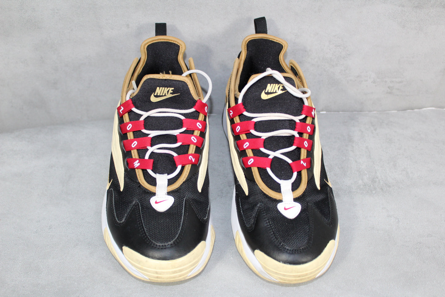 NIKE ZOOM 2K ICON CLASH BLACK-METALLIC GOLD TRAINERS SIZE UK 7