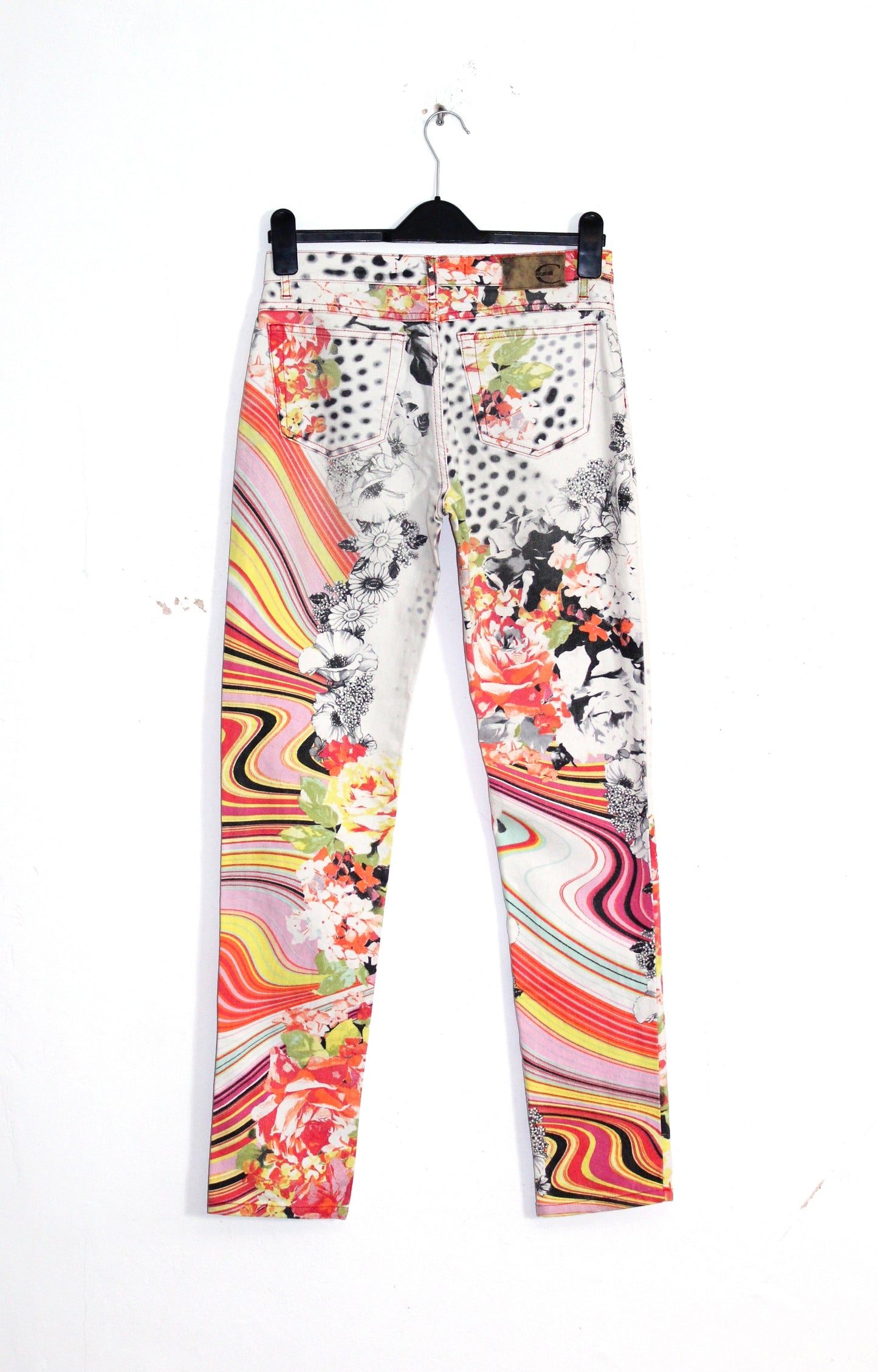 JUST CAVALLI Y2K VINTAGE FLORAL PATTERN SLIM FIT JEANS W 28" x L 32"