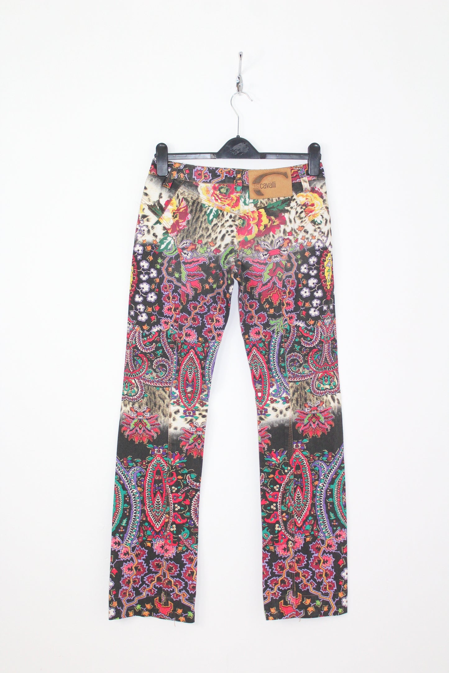 JUST CAVALLI 90'S VINTAGE ABSTRACT PRINT PATTERN STRAIGHT LEG JEANS W 30"