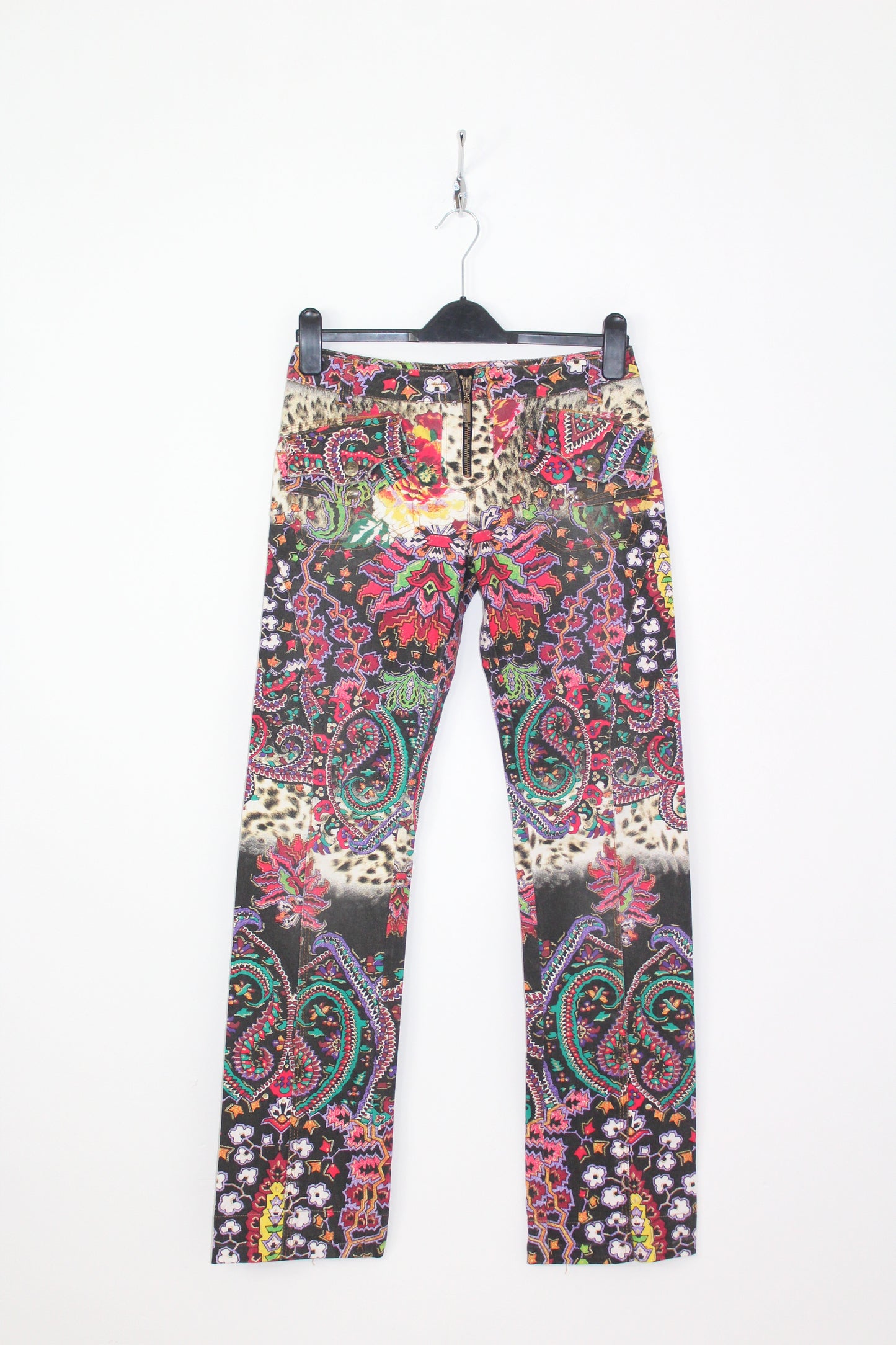 JUST CAVALLI 90'S VINTAGE ABSTRACT PRINT PATTERN STRAIGHT LEG JEANS W 30"