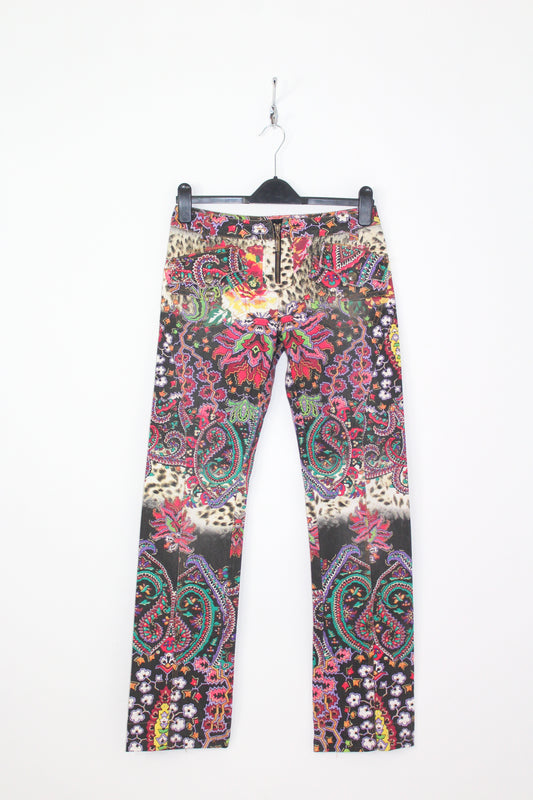 JUST CAVALLI 90'S VINTAGE ABSTRACT PRINT PATTERN STRAIGHT LEG JEANS W 30"